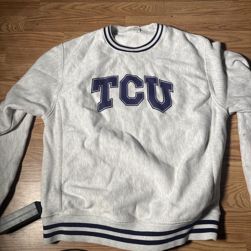 Vintage TCU Texas Christian University Sweatshirt Reverse Weave Size Mens Large